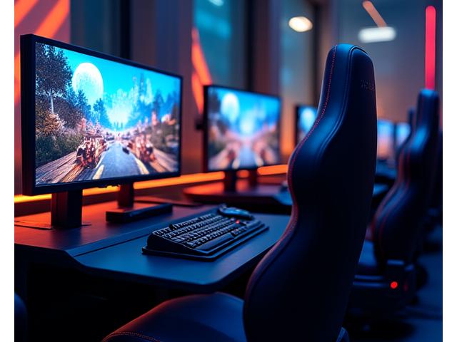 2-4 kişilik samimi oyun odası, iki yan yana PC kurulumu ve loş neon aydınlatma